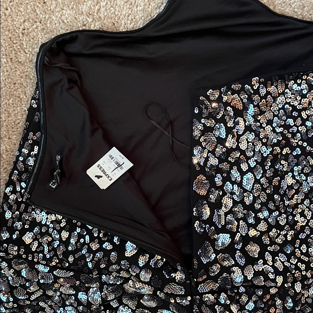 NWT Express Sequin Cut Out Fit & Flare Dress - Picture 7 of 9